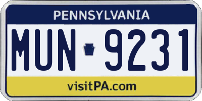 PA license plate MUN9231