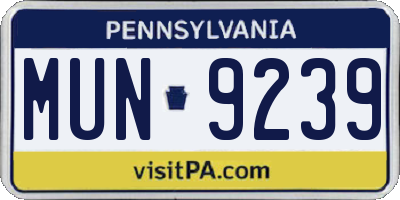 PA license plate MUN9239