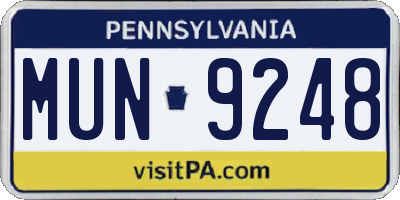 PA license plate MUN9248