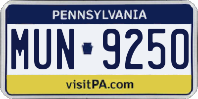 PA license plate MUN9250