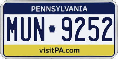 PA license plate MUN9252