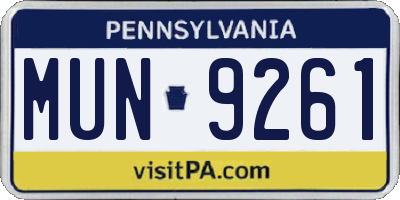 PA license plate MUN9261