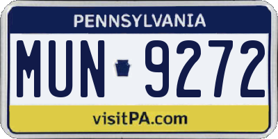 PA license plate MUN9272