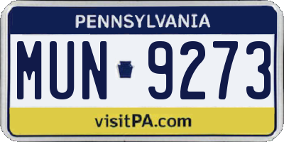 PA license plate MUN9273