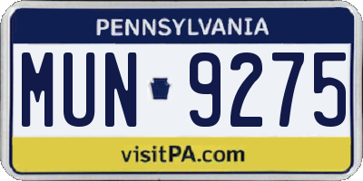 PA license plate MUN9275