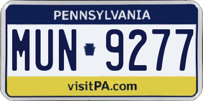 PA license plate MUN9277