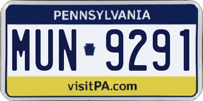PA license plate MUN9291