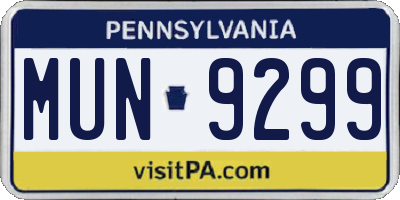 PA license plate MUN9299