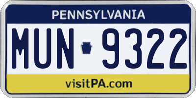PA license plate MUN9322