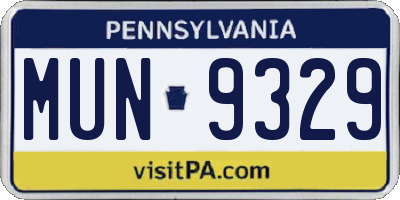 PA license plate MUN9329