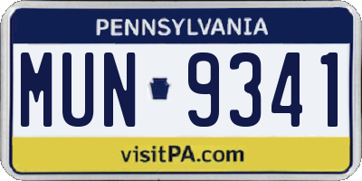 PA license plate MUN9341