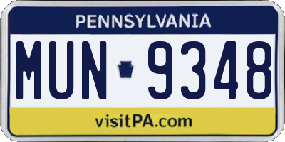 PA license plate MUN9348