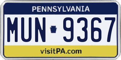 PA license plate MUN9367