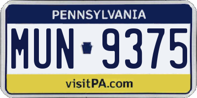 PA license plate MUN9375