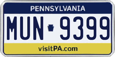 PA license plate MUN9399