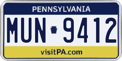 PA license plate MUN9412