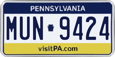 PA license plate MUN9424