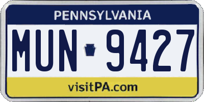 PA license plate MUN9427