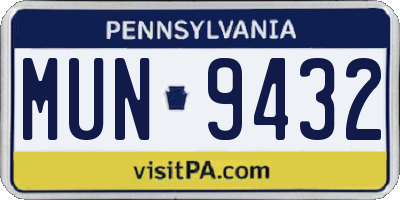 PA license plate MUN9432