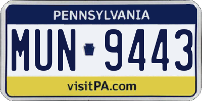 PA license plate MUN9443
