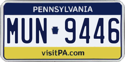 PA license plate MUN9446