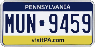 PA license plate MUN9459