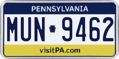PA license plate MUN9462