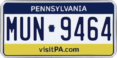 PA license plate MUN9464