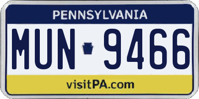 PA license plate MUN9466