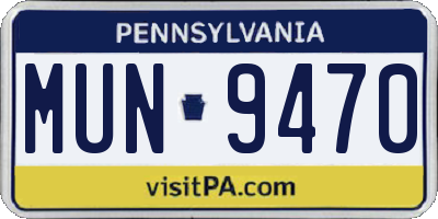 PA license plate MUN9470