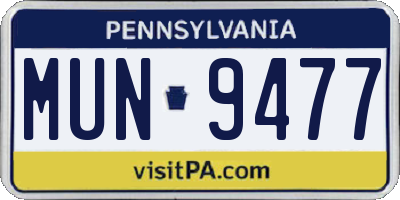 PA license plate MUN9477