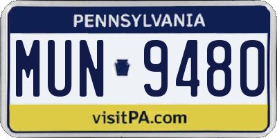 PA license plate MUN9480