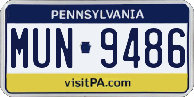 PA license plate MUN9486