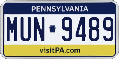 PA license plate MUN9489