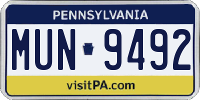 PA license plate MUN9492