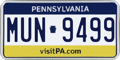 PA license plate MUN9499