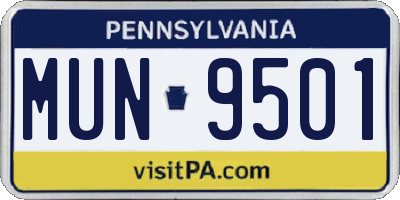 PA license plate MUN9501