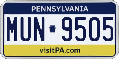 PA license plate MUN9505