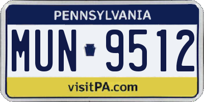 PA license plate MUN9512