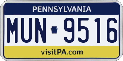 PA license plate MUN9516