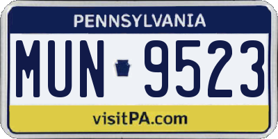 PA license plate MUN9523