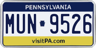 PA license plate MUN9526
