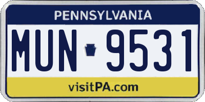 PA license plate MUN9531