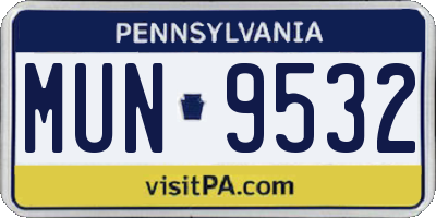 PA license plate MUN9532