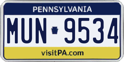 PA license plate MUN9534