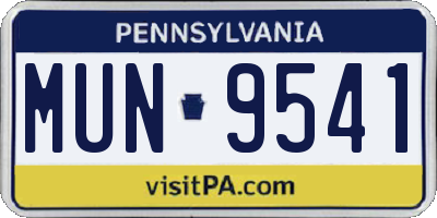 PA license plate MUN9541