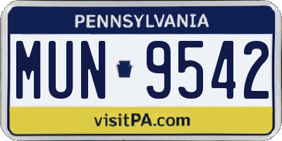PA license plate MUN9542