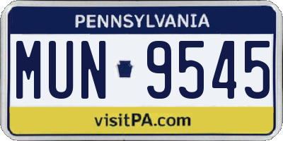 PA license plate MUN9545
