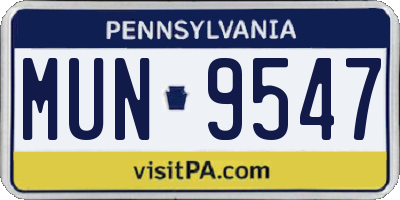 PA license plate MUN9547