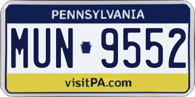 PA license plate MUN9552